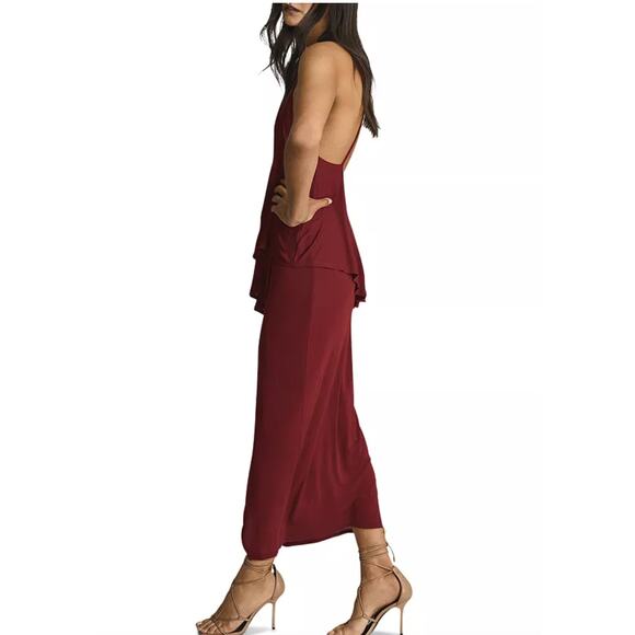 REISS Xena Strappy Open Back Midi Cocktail Dress | Size 6, Dark Red NEW - Picture 6 of 7